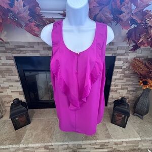 Worthington Fuchsia Ruffle Tank Top